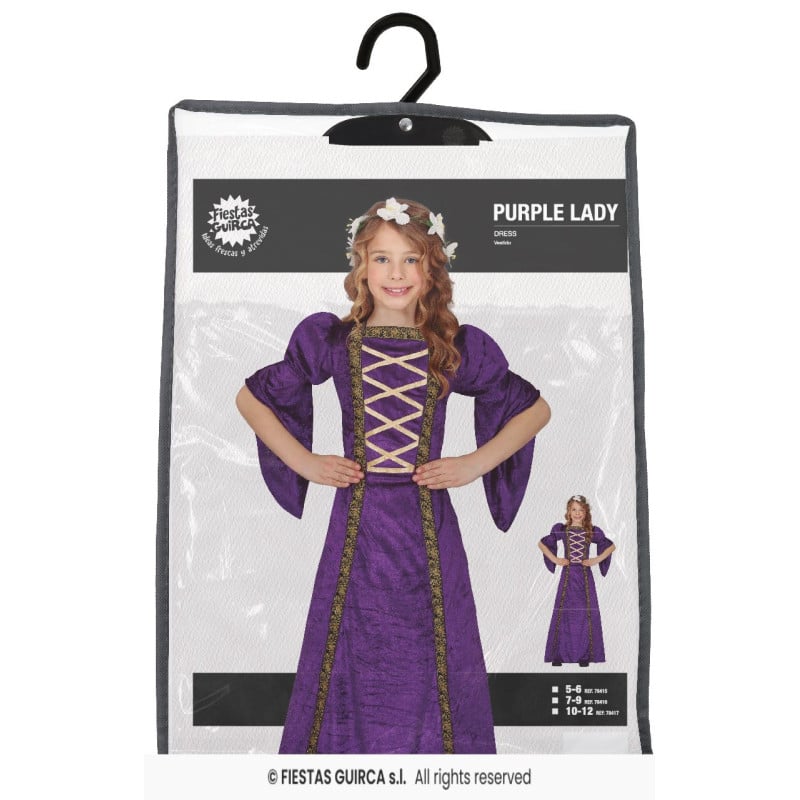 Disfraz Dama Medieval Morada 5-6 Años