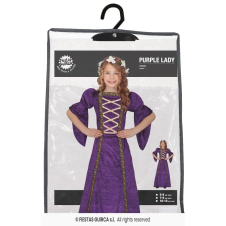 Disfraz Dama Medieval Morada 5-6 Años