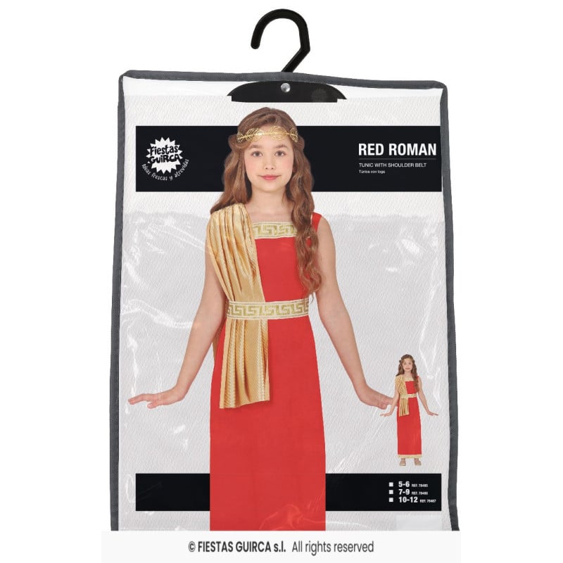 Disfraz Romana Rojo 5-6 Años
