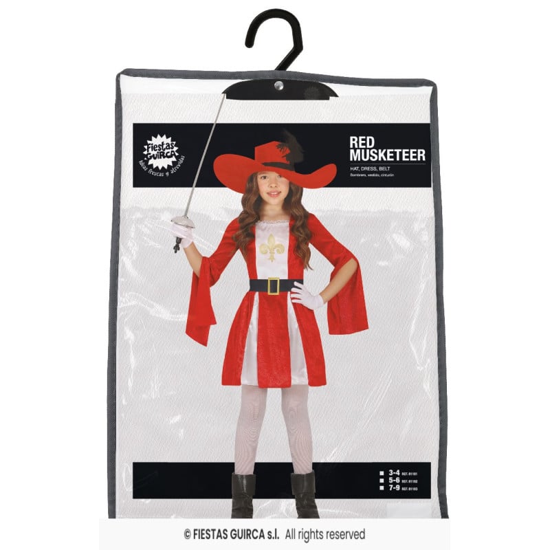 Disfraz Mosquetera Rojo 7-9 Años