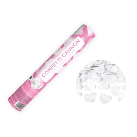 Cañón Confeti Corazones Blancos 28 Cm.