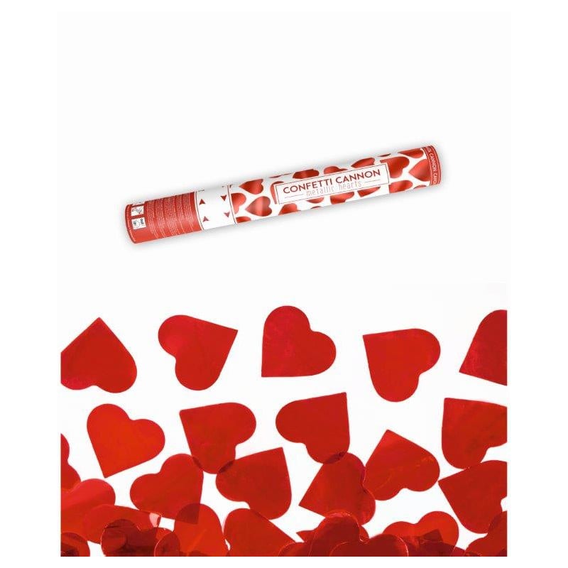 Cañón Confeti con Corazones Rojo 40 Cm.