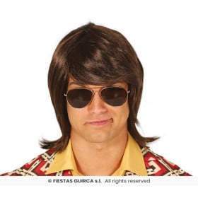 Peluca Media Melena Castaña Hombre 2