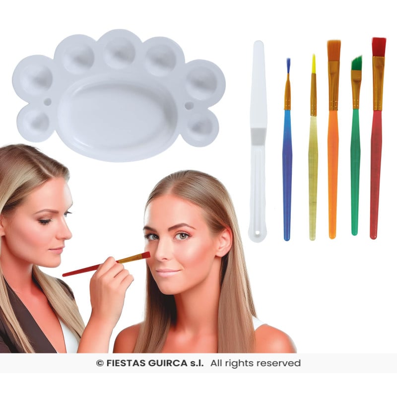 Set Para Maquillar 5 Pinceles, Paleta y Espátula