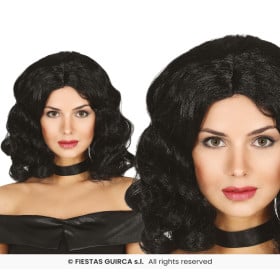 Peluca Melena Negra Corta En Caja De Guirca