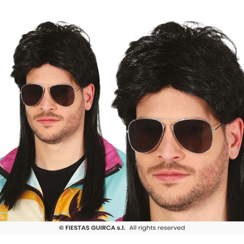 Peluca Melena Negra Adulto