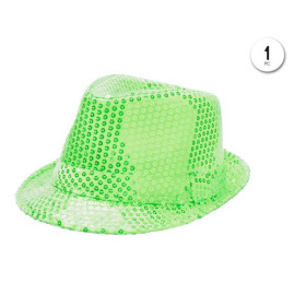 Sombrero De Lentejuelas Verde Neón