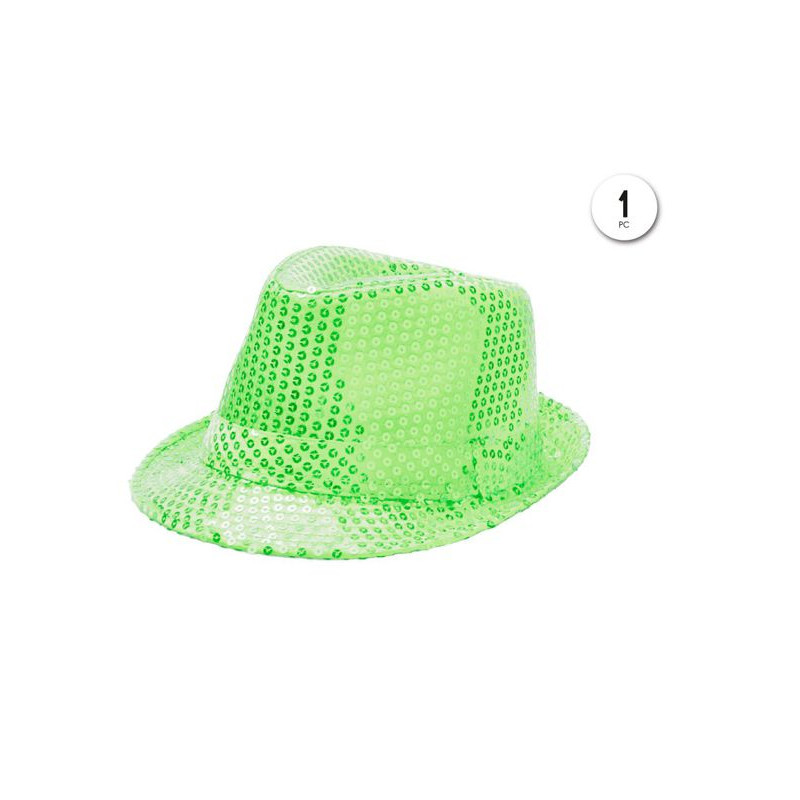 Sombrero De Lentejuelas Verde Neón