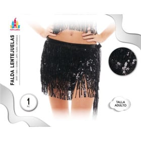 Falda Lentejuelas Flecos Negro 2