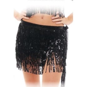 Falda Lentejuelas Flecos Negro