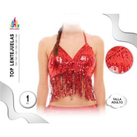 Top Lentejuelas Flecos Rojo 2