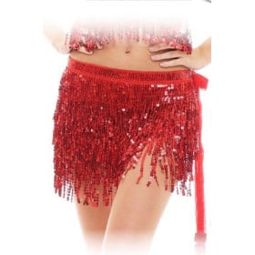 Falda Lentejuelas Flecos Rojo