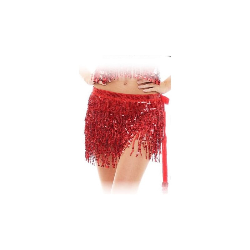 Falda Lentejuelas Flecos Rojo