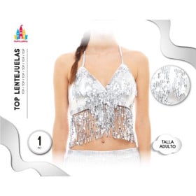 Top Lentejuelas Flecos Plata 2