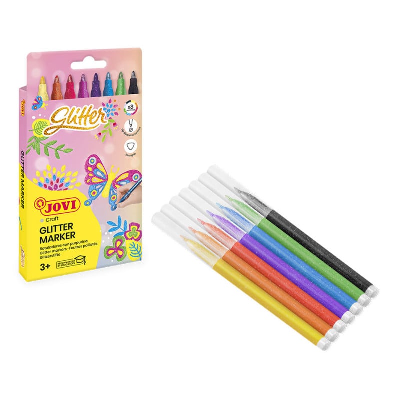 Estuche 8 Rotuladores Colores Glitter