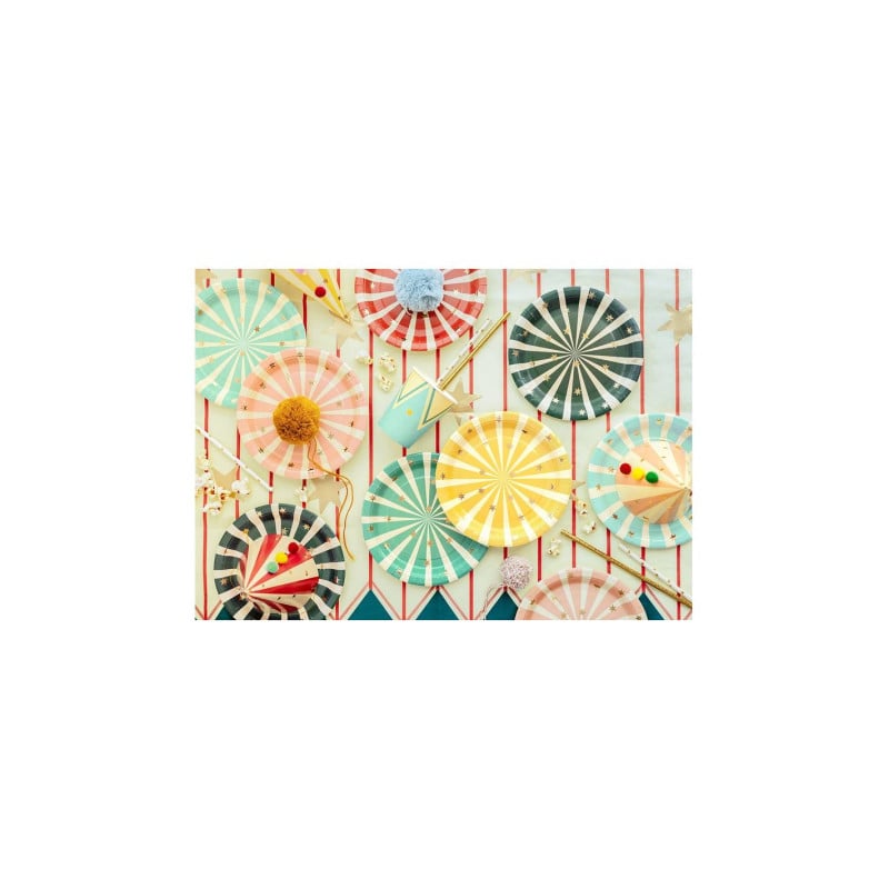 Platos Cartón Rayas Circo 6 Unidades