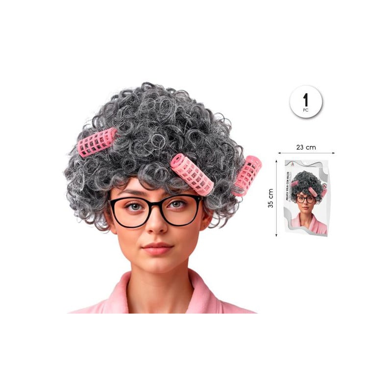 Peluca de Vieja Con Rulos