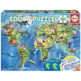 Puzzle Mapamundi Dinosaurios De Educa