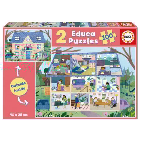 Puzzle Casa Inside/Outside 2x100 Pzs De Educa