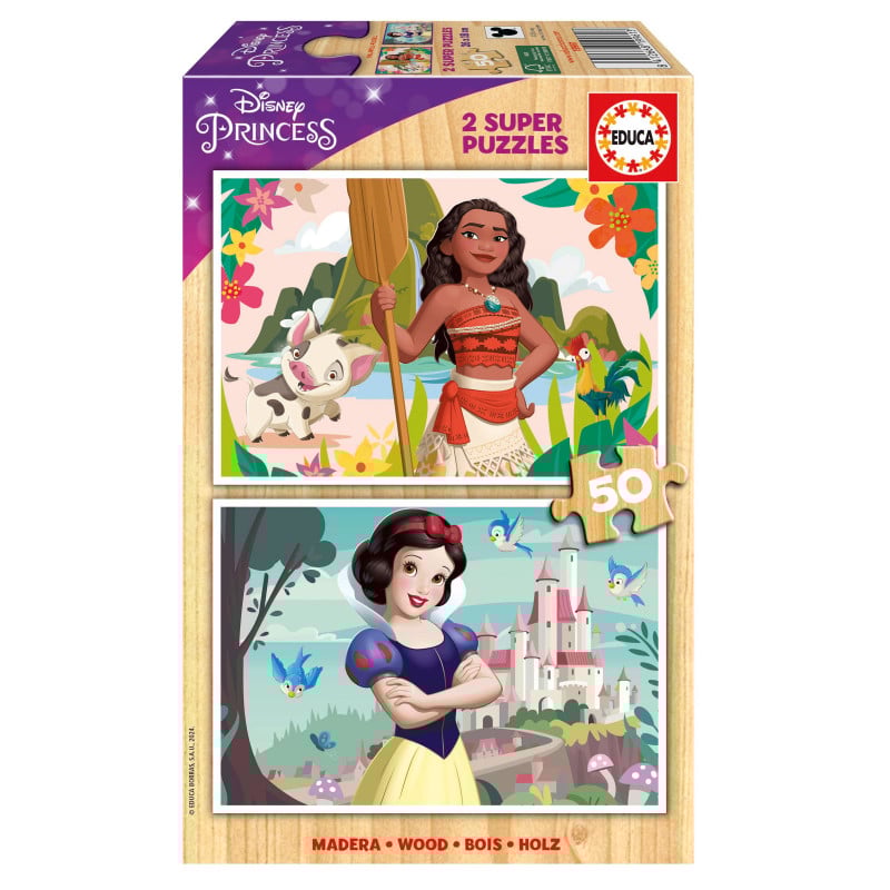 Puzzle Princesas Disney (Blancanieves y Vaiana) 2x50 Pzs De Educa