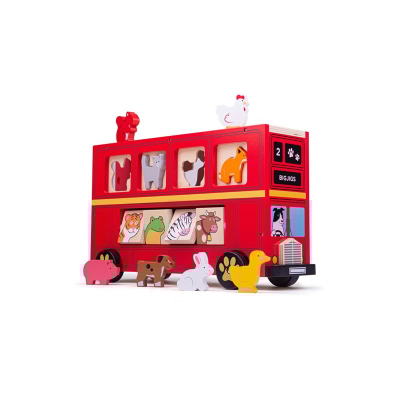 Autobús Rojo Animales De Bigjigs Toys