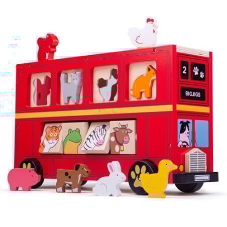 Autobús Rojo Animales De Bigjigs Toys