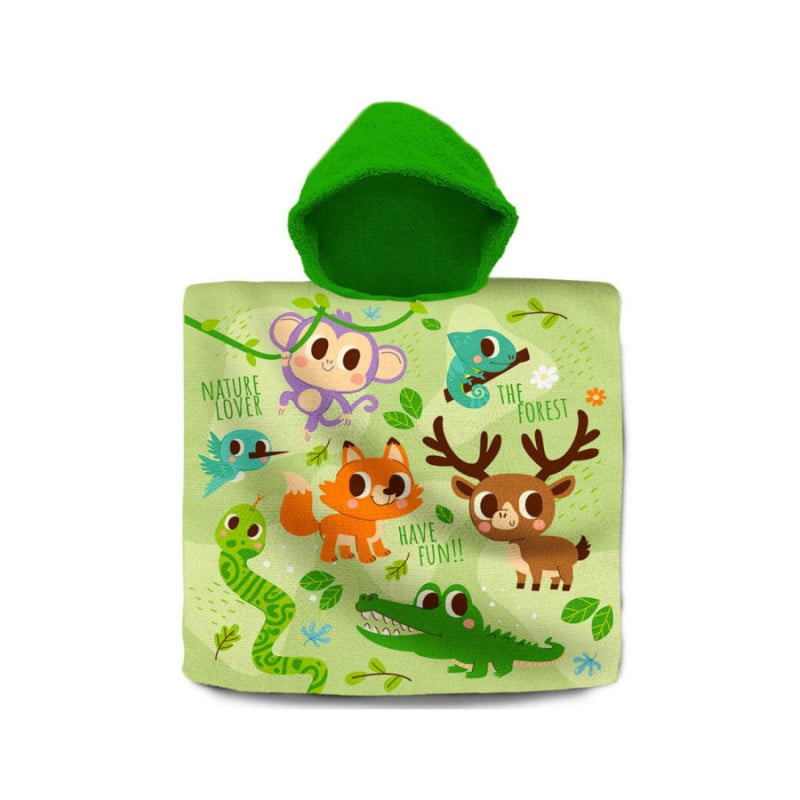 Poncho Algodón Animales Del Bosque De  Kids Eroswan