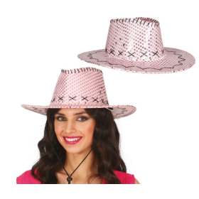 Sombrero Vaquero Lentejuelas Rosa