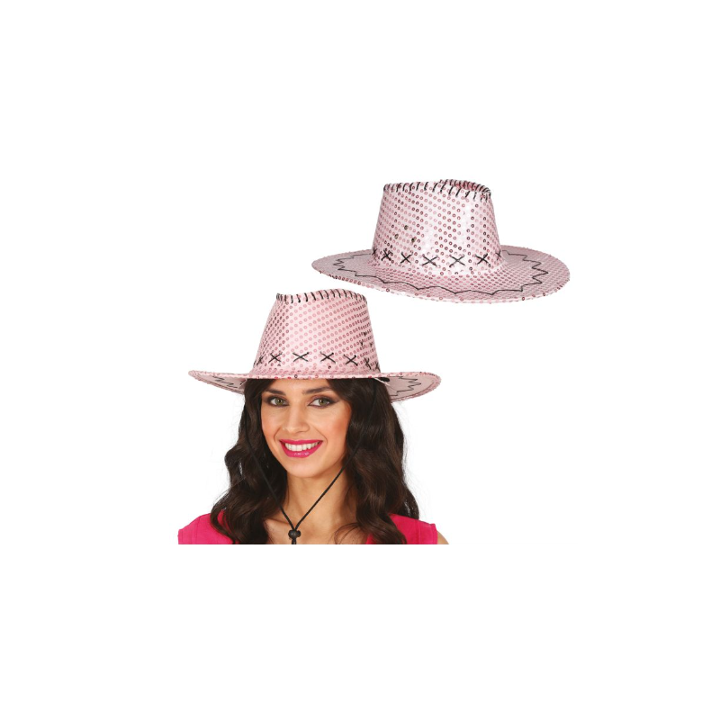 Sombrero Vaquero Lentejuelas Rosa