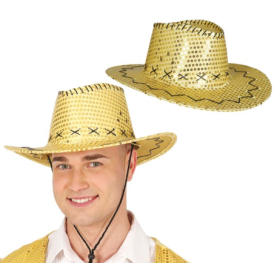 Sombrero Vaquero Lentejuelas Oro