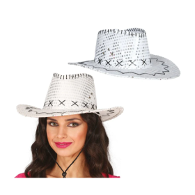 Sombrero Vaquero Lentejuelas Plata