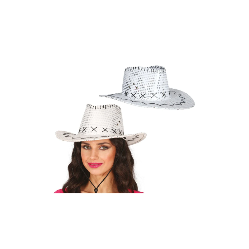 Sombrero Vaquero Lentejuelas Plata