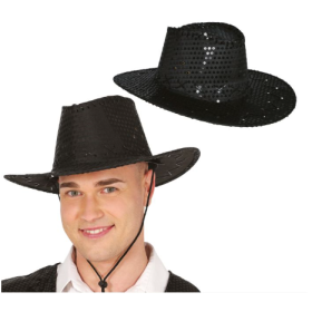 Sombrero Vaquero Lentejuelas Negro