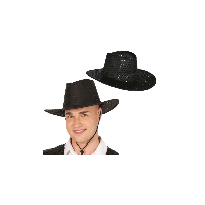 Sombrero Vaquero Lentejuelas Negro