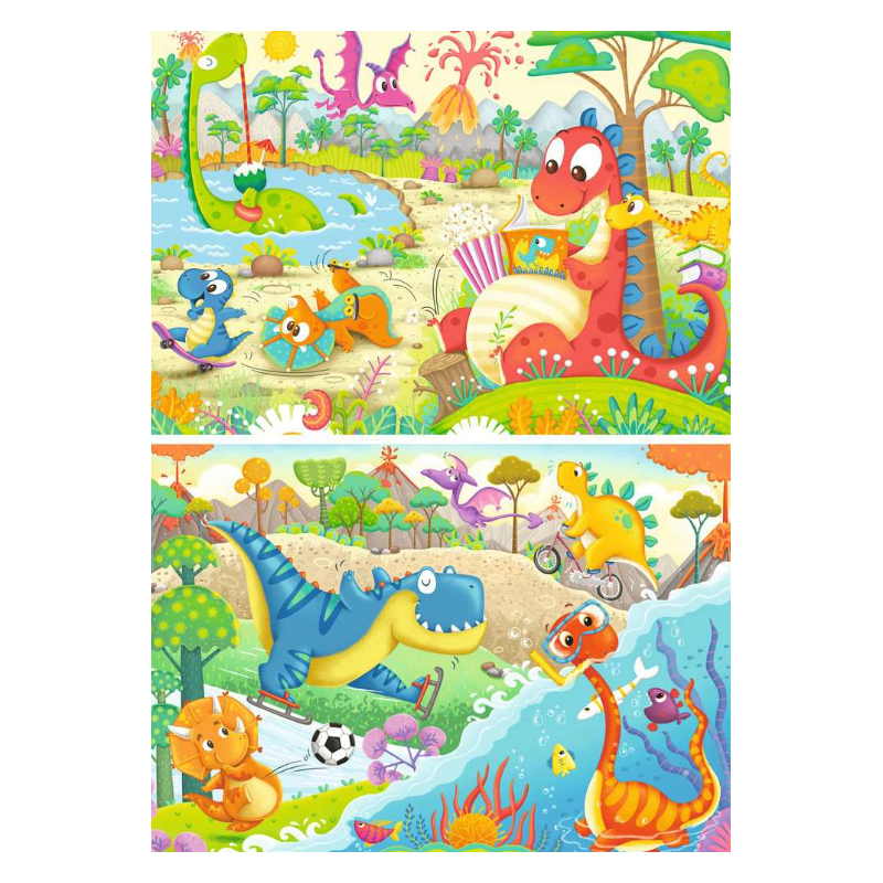 Puzzle Dinosaurios Juguetones 2x12 Pzs