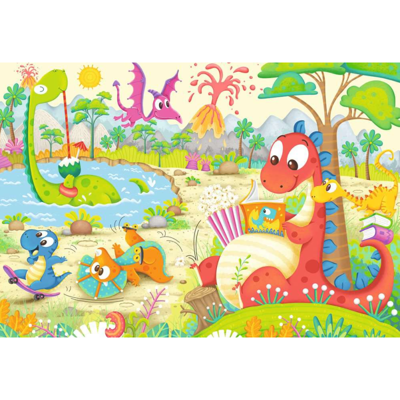 Puzzle Dinosaurios Juguetones 2x12 Pzs