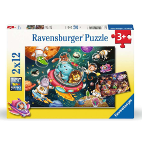 Puzzle Animales En El Espacio 2x12 Pzs