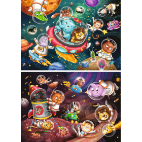 Puzzle Animales En El Espacio 2x12 Pzs De Ravensburger 2