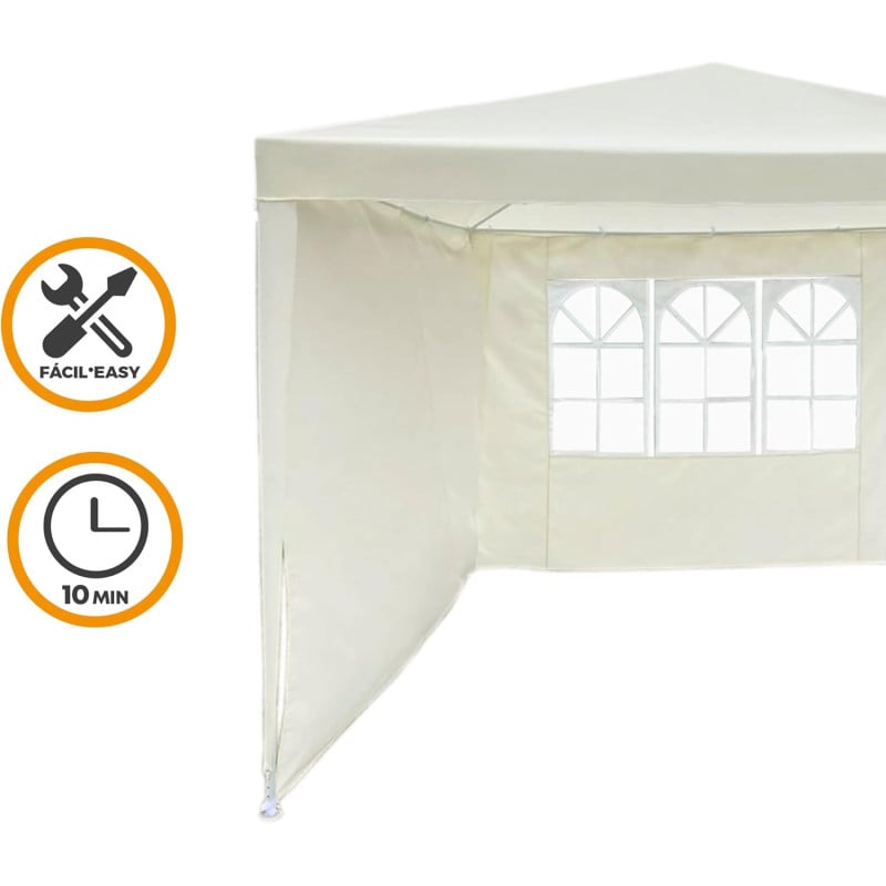 Cenador Beige con 2 Laterales y Ventana