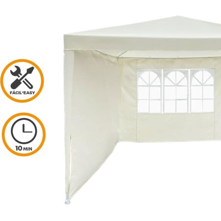 Cenador Beige con 2 Laterales y Ventana