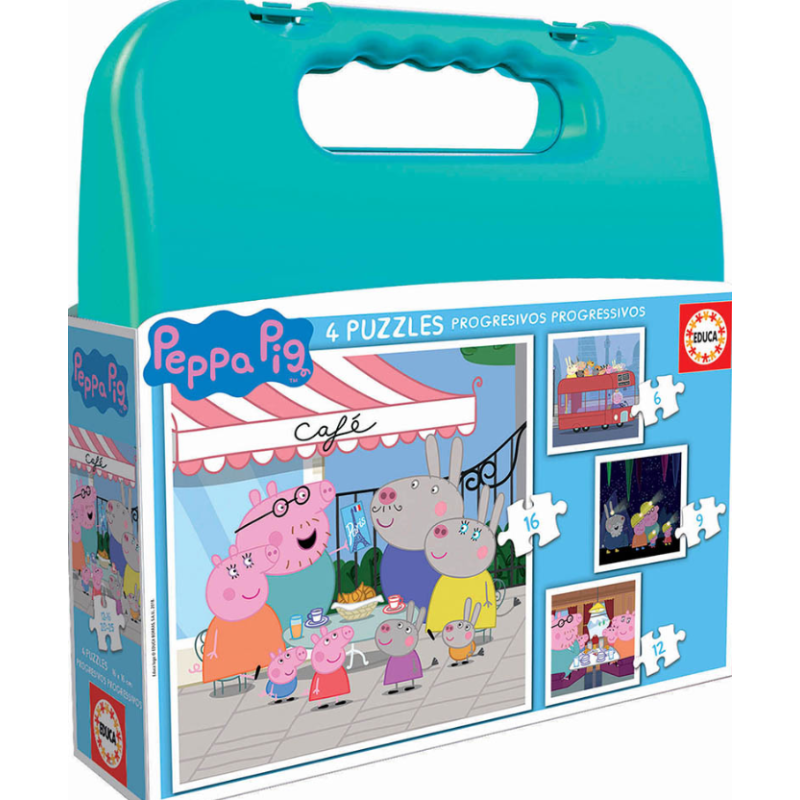 Puzzle Maleta Progresiva Peppa Pig Verde De Educa