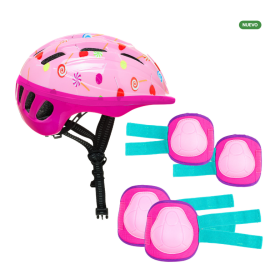 Set Casco Y Protecciones Rosa De Molto Marca Molto