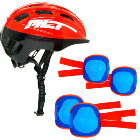 Set Casco Y Protecciones Rojo De Molto