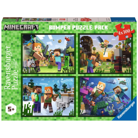 Puzzle Minecraft Bumper Pack 4x100 Pzs De Ravensburger