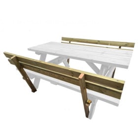 Mesa de pícnic MASGAMES MUNICH L 180 cm largo Madera sin pintar Mesa con respaldo 
