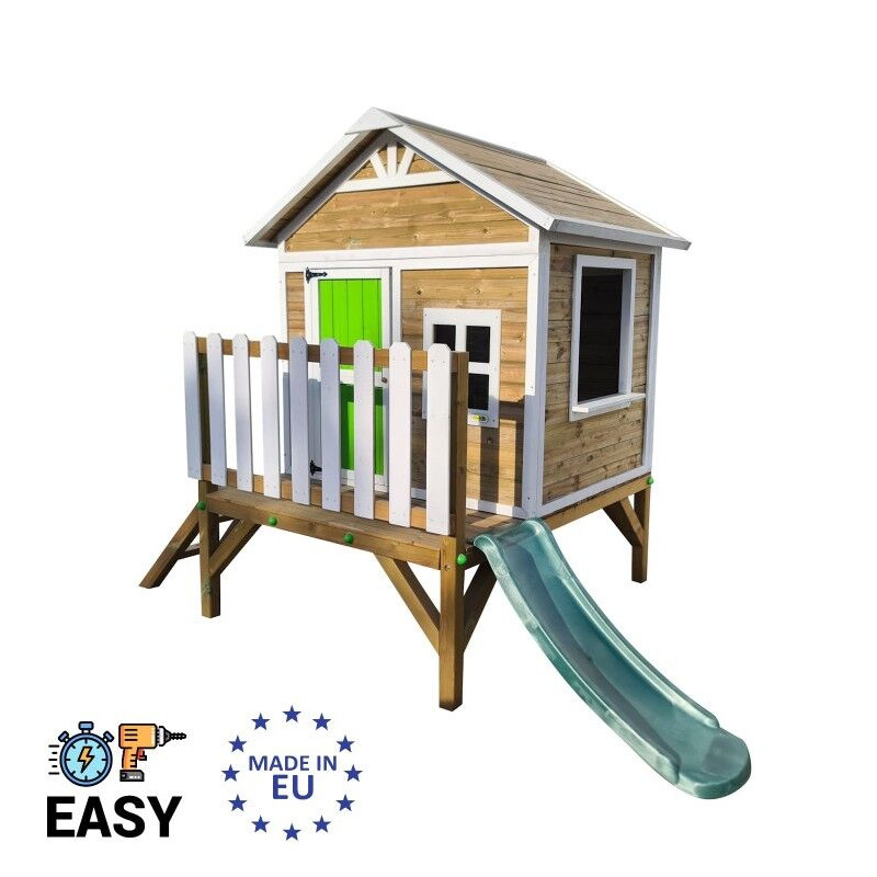 Casita infantil de madera por paneles Masgames FLAM elevada 60 cm 