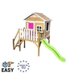 Casita infantil de madera por paneles Masgames FLAM elevada 90 cm  2