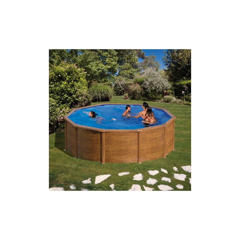 Piscina Redonda Imitación Madera Pacific 460x120 cm
