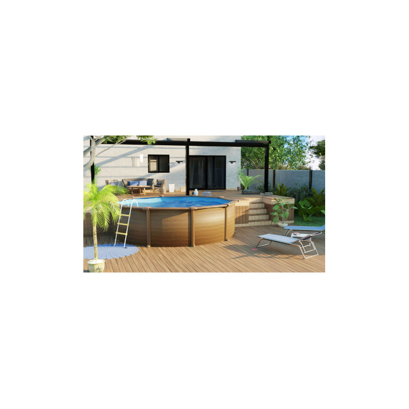 Piscina Redonda Imitación Madera Pacific 350x120 cm