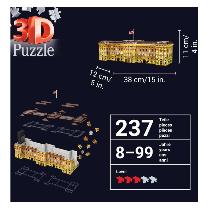 Puzzle 3D Buckingh Palace Edición Noche 237 Pzs